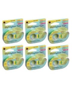 Lee Products Removable Highlighter Tape, 0.5in x 20ft, Green, Pack Of 6