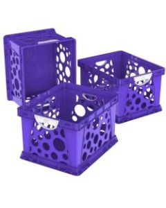Storex Storage & Filing Crates With Comfort Handles, Medium Size, Purple/White, Pack Of 3