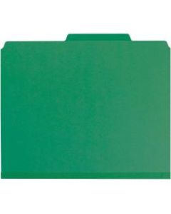 Smead Pressboard Colored Classification Folders, 2in Capacity, 2 Fasteners, 2 Dividers, Letter Size, 2in Expansion, 2/5-Cut Tab, 100% Recycled, Green, Box Of 10