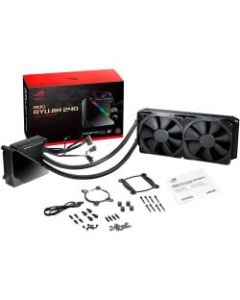 Asus ROG Ryujin 240 Cooling Fan/Radiator/Water Block - 4.72in Maximum Fan Diameter - 535.6 gal/min Maximum Airflow - 29.7 dBA Noise - Liquid Cooler Cooler - 4-pin PWM