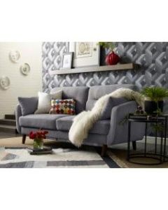 Elle Decor Chloe Mid-Century Modern Sofa, Dark Gray/Chestnut