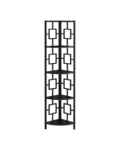 Monarch Specialties Astrid 62inH 4-Shelf Corner Bookcase, Black