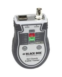 Black Box EZ Check Cable Tester - Continuity Testing, Open Circuit Testing, Short Circuit Testing, Split Pair Testing, Twisted Pair Cable Testing, Coaxial Cable Testing - 1 - Twisted Pair, Coaxial - 1Number of Batteries Supported - Battery Included