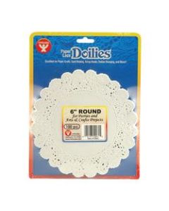 Hygloss Round Doilies, 6in, White, 100 Doilies Per Pack, Set Of 6 Packs