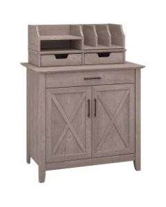 Bush Furniture Key West Secretary Desk with Storage and Desktop Organizers, Washed Gray, Standard Delivery