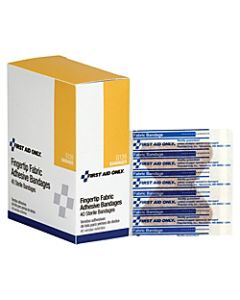 First Aid Only Fingertip Fabric Adhesive Bandages, 2 1/2in x 3 1/4in, Tan, Box Of 40