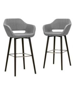 Glamour Home Adel Bar Stools, Gray/Dark Brown, Set Of 2 Stools