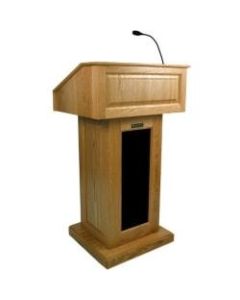 AmpliVox SW3020 - Wireless Victoria Lectern - 47in Height x 27in Width x 22in Depth - Clear Lacquer, Mahogany - Solid Wood, Solid Hardwood