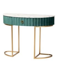 Baxton Studio Luxe Glam 1-Drawer Console Table, 29-15/16inH x 39-7/16inW x 15-3/4inD, Green/Gold