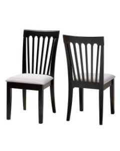 Baxton Studio Minette Fabric Dining Chairs, Gray/Espresso Brown, Set Of 2 Dining Chairs