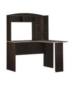 Ameriwood Home Sutton L-Desk With Hutch, Espresso/Weathered Oak