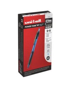 uni-ball Power Tank Retractable Ballpoint Pens, 1.0 mm, Blue Barrel, Blue Ink, Pack Of 12 Pens