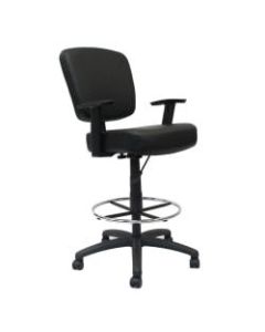 Boss Office Products Oversized Drafting Stool With Arms, Black