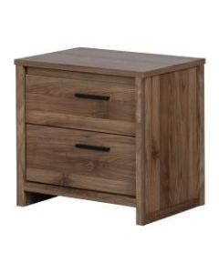 South Shore Tao 2-Drawer Nightstand, 22-1/2inH x 23-3/4inW x 17inD, Natural Walnut