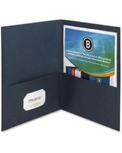 Business Source Letter Recycled Pocket Folder - 8 1/2in x 11in - 125 Sheet Capacity - 2 Inside Front & Back Pocket(s) - Paper - Dark Blue - 35% - 25 / Box