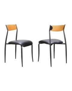 Linon Palmer Metal Side Chairs, Black/Light Oak, Set Of 2 Chairs