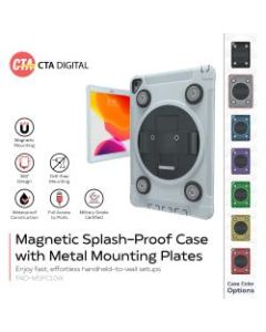 CTA Digital: Magnetic Splash-Proof Case with Metal Mounting Plates for iPad 7th & 8th Gen 10.2?, iPad Air 3 & iPad Pro 10.5?, White - Impact Resistant, Water Resistant, Splash Proof - Silicone