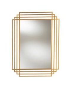 Baxton Studio Art Deco Rectangular Wall Mirror With Metal Frame, 44in x 32in, Antique Gold