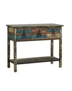 Powell Bota 3-Drawer Console Table, 31-1/4inH x 38-1/2inW x 15-3/4inD, Weathered Multicolor