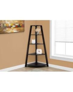 Monarch Specialties 4-Shelf Etagere Corner Bookcase, Cappuccino