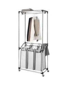 Whitmor Laundry Rack - 3 Compartment(s) - 72in Height x 32.5in Width x 16in Depth - Floor - Chrome