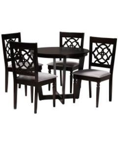 Baxton Studio Valerie Dining Set, 29-15/16inH x 35-7/16inW x 35-7/16inD, Gray/Dark Brown