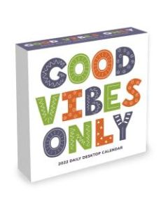 TF Publishing Inspirational Daily Desktop Calendar, 5-1/4in x 5-1/4in, Good Vibes, January To December 2022