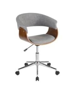 LumiSource Vintage Mod Mid-Century Modern Mid-Back Chair, Light Gray/Walnut/Chrome
