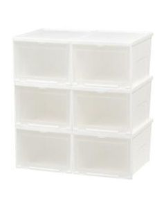 IRIS Stacking Womens Shoe Storage Containers, 7in x 9 3/4in x 11 3/4in, White, Case Of 6