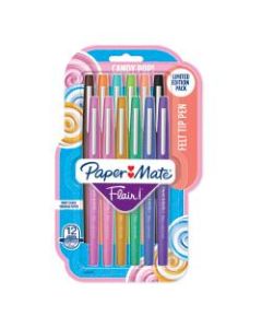 Paper Mate Flair Candy Pop Felt-Tip Markers, 0.7 mm, Medium Point, Assorted Colors, Pack Of 12