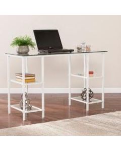 Southern Enterprises Aiden Metal Glass Writing Desk, White