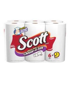 Scott Mega 1-Ply Choose-A-Size Paper Towels, 102 Sheets Per Roll, Pack Of 6 Rolls