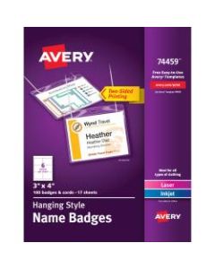 Avery Hanging Name Badge Kit, 3in x 4in, Box Of 100