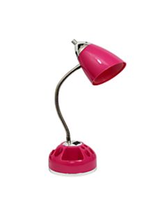 LimeLights Flossy Organizer Desk Lamp with Charging Outlet Lazy Susan Base, Pink