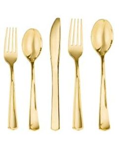 Amscan Premium Plastic Dinner Cutlery Set, Gold, Pack Of 40 Pieces