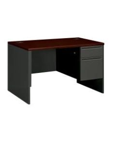 HON 38000 Series Right Pedestal Desk With Lock, Mahogany/Charcoal