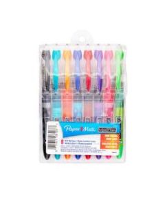 Paper Mate Liquid Expresso Porous Point Pens, Medium Point, 1.0 mm, Clear Barrel, Assorted Ink Colors, Pack Of 8