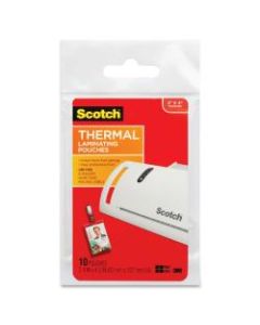 Scotch Thermal Laminating Pouches - Laminating Pouch/Sheet Size: 2.40in Width x 4.20in Length x 5 mil Thickness - Glossy - for Photo, ID Badge, Document, Lists, Card - Double Sided, Photo-safe - Clear - 10 / Pack