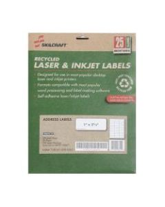 SKILCRAFT 100% Recycled White Inkjet/Laser Address Labels, 1in x 2 5/8in, Box Of 25 Sheets (AbilityOne 7530-01-578-9292)