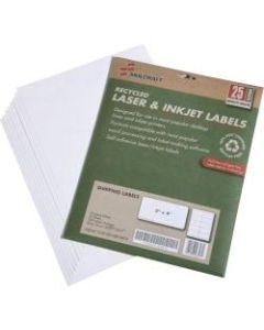 SKILCRAFT 100% Recycled White Inkjet/Laser Shipping Labels, 2in x 4in, 10 Sheets Per Pack, Box Of 25 Packs (AbilityOne 7530-01-578-9293)