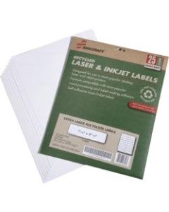 SKILCRAFT Extra-Large Color Permanent Inkjet/Laser File Folder Labels, 15/16in x 3 7/16in, 100% Recycled, White, Box Of 25 (AbilityOne 7530-01-578-9297)