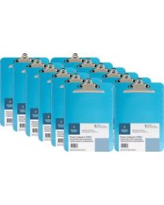 Business Source Spring Clip Plastic Clipboard - Spring Clip - Plastic - Blue - 12 / Box