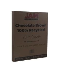 JAM Paper Printer Paper, Letter Size (8 1/2in x 11in), 28 Lb, Chocolate Brown, Ream Of 50 Sheets