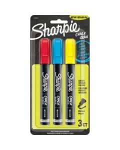 Sharpie Wet-Erase Chalk Markers, Medium Point, Black Barrel, Assorted Ink Colors, Pack Of 3 Markers