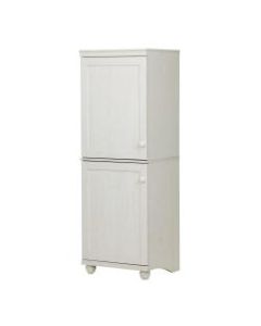 South Shore Hopedale Narrow 2-Door Storage Cabinet, 2 Fixed Shelves, 2 Adjustable Shelves, 62inH x 21 1/4inW x19inD, White Wash