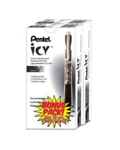 Pentel ICY Multipurpose Automatic Pencils, 0.5 mm, Transparent Smoke Barrels, Pack Of 24