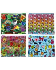 Inkology Corey Paige Binder Pencil Pouches, 8in x 10in, Assorted Designs, Pack Of 8 Pouches
