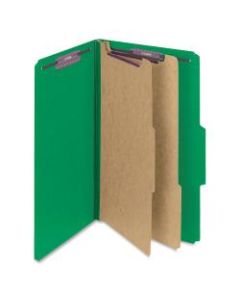 Smead Classification Folders, Top-Tab With SafeSHIELD Coated Fasteners, 2in Expansion, Legal Size, 50% Recycled, Green, Box Of 10