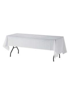 Genuine Joe Plastic Table Covers, 54in x 108in, White, Pack Of 6