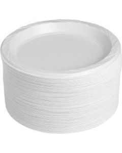 Genuine Joe Reusable/Disposable 9in Plastic Plates, White, Pack Of 125